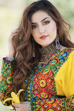 Afghan woman in traditional dress